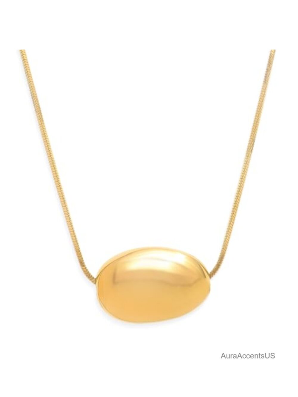 Gold Plated Chunky Pendant Necklace Stainless Steel Women